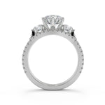 Load image into Gallery viewer, Iliana 3 Stone French Pave Round Cut Diamond Engagement Ring - Nivetta