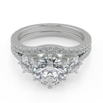 Load image into Gallery viewer, Iliana 3 Stone French Pave Round Cut Diamond Engagement Ring - Nivetta