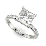 Load image into Gallery viewer, Isabella Princess Cut Pave Hidden Halo 4 Prong Claw Set Engagement Ring Setting - Nivetta