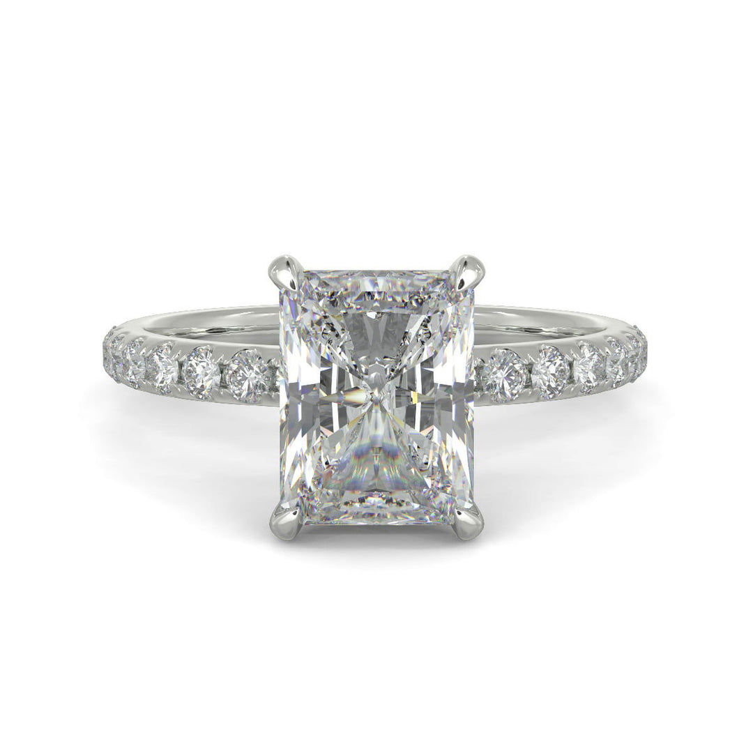 Isabella Radiant Cut Pave Hidden Halo 4 Prong Claw Set Engagement Ring Setting - Nivetta