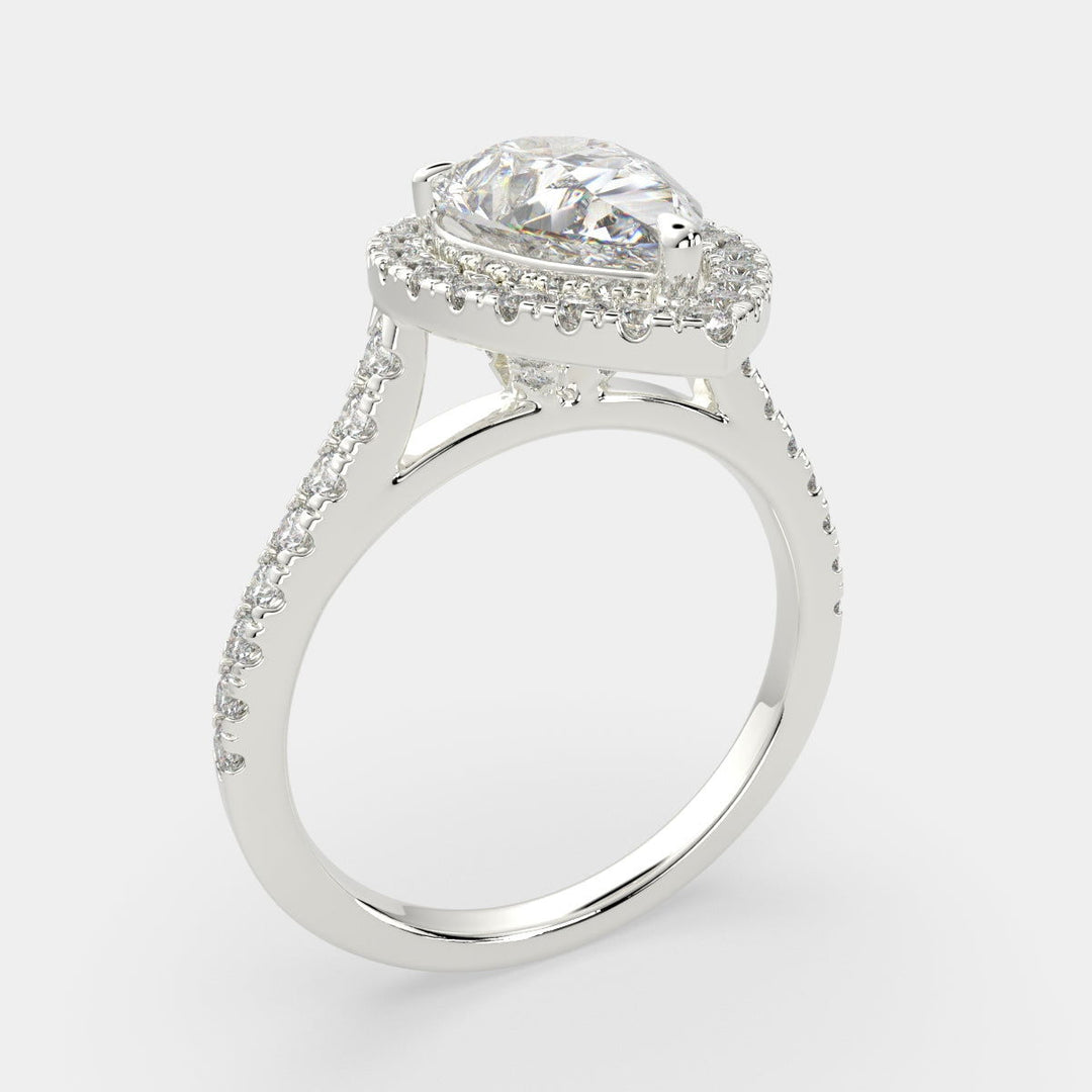 Isadora Pear Cut Halo Pave Engagement Ring Setting - Nivetta