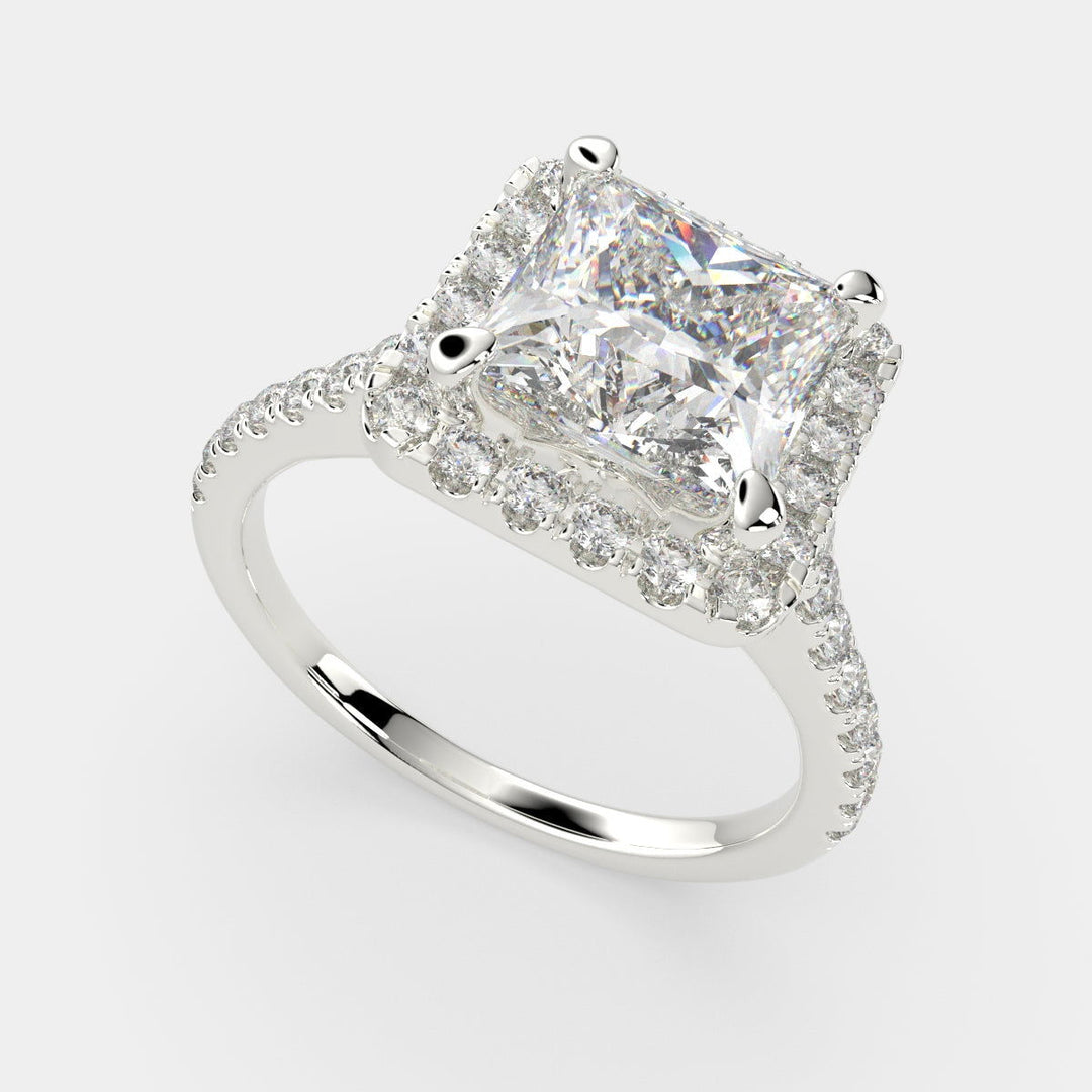 Isadora Princess Cut Halo Pave Engagement Ring Setting - Nivetta