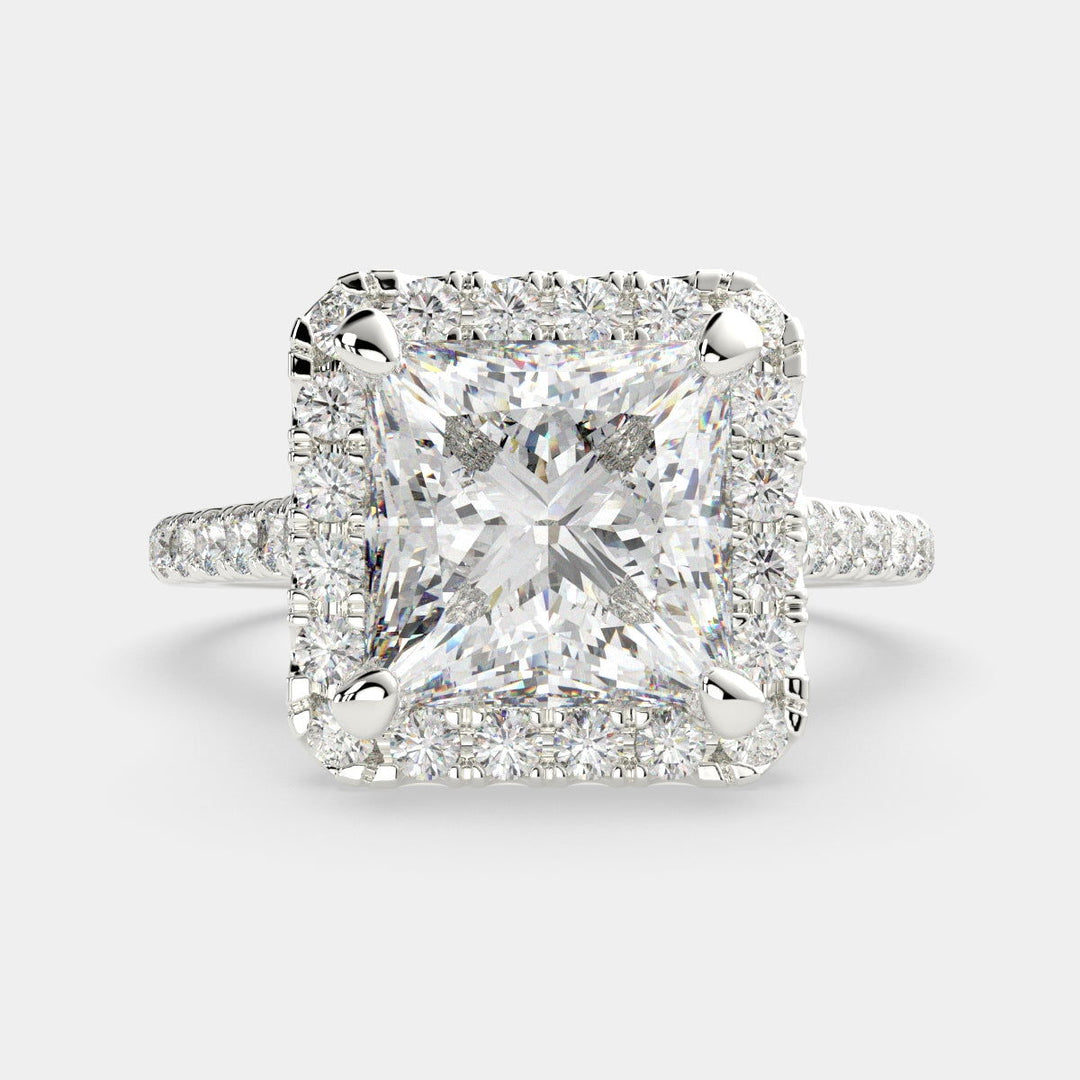 Isadora Princess Cut Halo Pave Engagement Ring Setting - Nivetta
