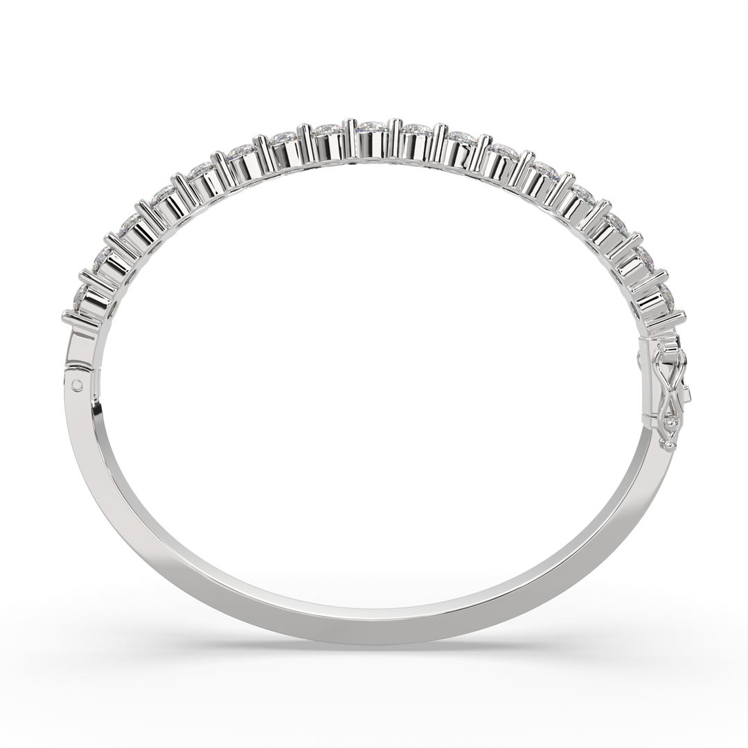 Isotta Round Cut Diamond Bangle Bracelet Shared Prong Hinged (4 ctw) - Nivetta