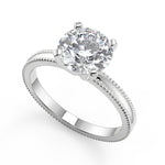 Load image into Gallery viewer, Iyana Milgrain Solitaire Round Cut Diamond Engagement Ring - Nivetta