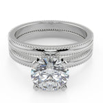 Load image into Gallery viewer, Iyana Milgrain Solitaire Round Cut Diamond Engagement Ring - Nivetta