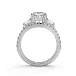 Load image into Gallery viewer, Jacey Baguette Accents 3 Stone Double Prong Cushion Cut Diamond Engagement Ring - Nivetta