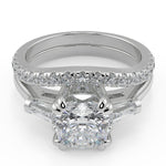 Load image into Gallery viewer, Jacey Baguette Accents 3 Stone Double Prong Cushion Cut Diamond Engagement Ring - Nivetta