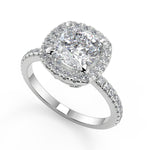 Load image into Gallery viewer, Jada Micro Pave Halo Cushion Cut Diamond Engagement Ring - Nivetta