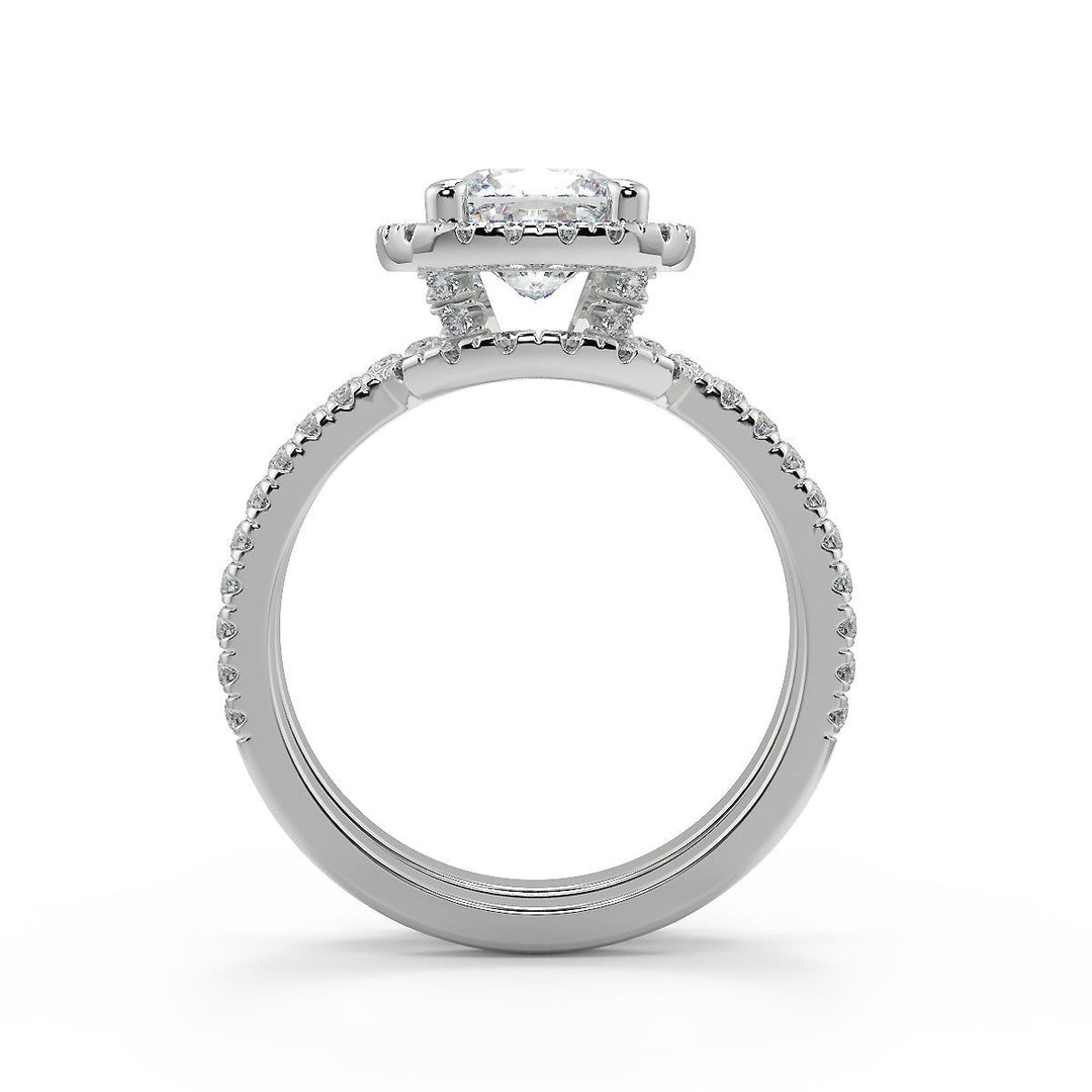 Jada Micro Pave Halo Cushion Cut Diamond Engagement Ring - Nivetta