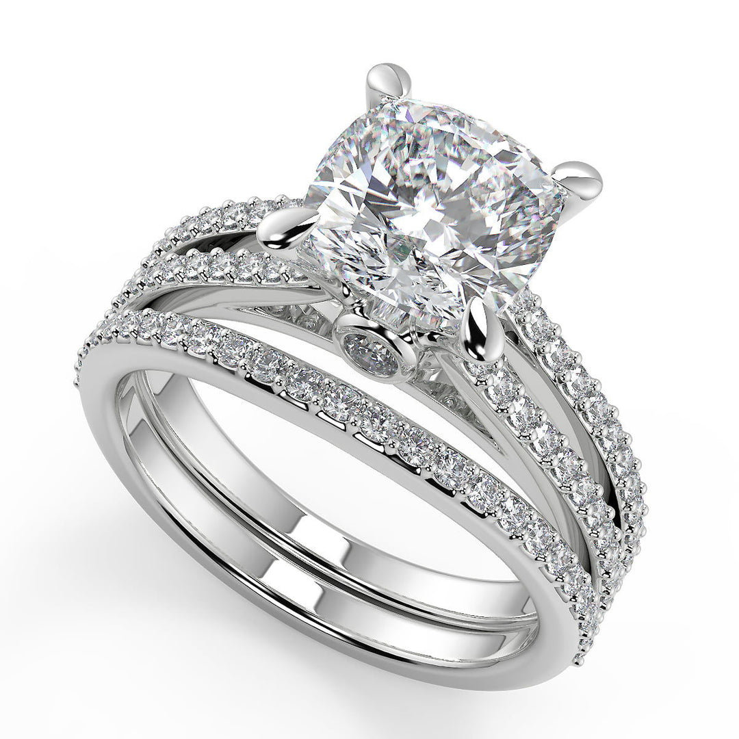 Jaycee Double French-Set Classic Cushion Cut Engagement Ring - Nivetta