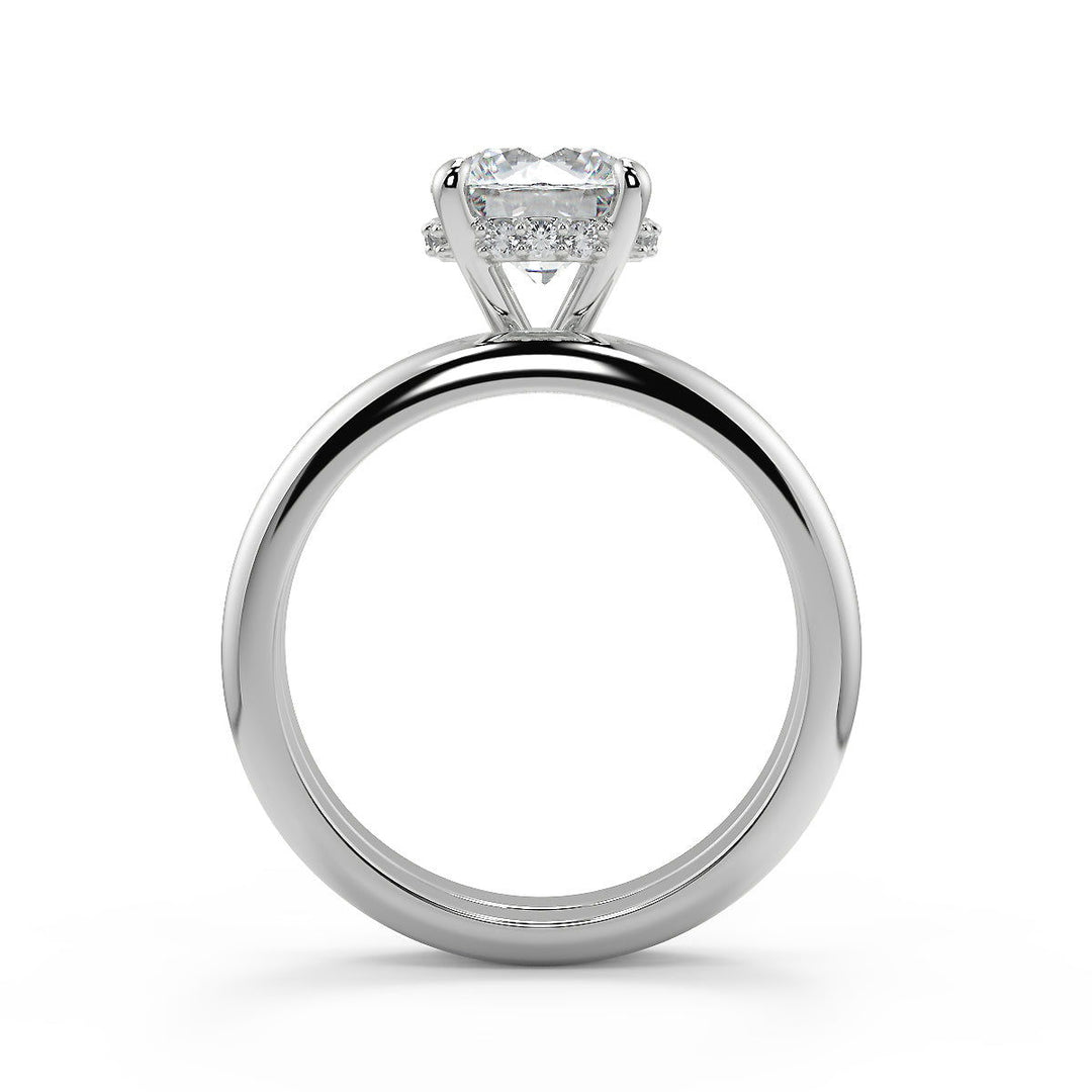 Jenna 4 Prong Crown Basket Solitaire Round Cut Diamond Engagement Ring - Nivetta