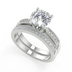 Load image into Gallery viewer, Jessica Four Prong Milgrain Round Cut Diamond Engagement Ring - Nivetta