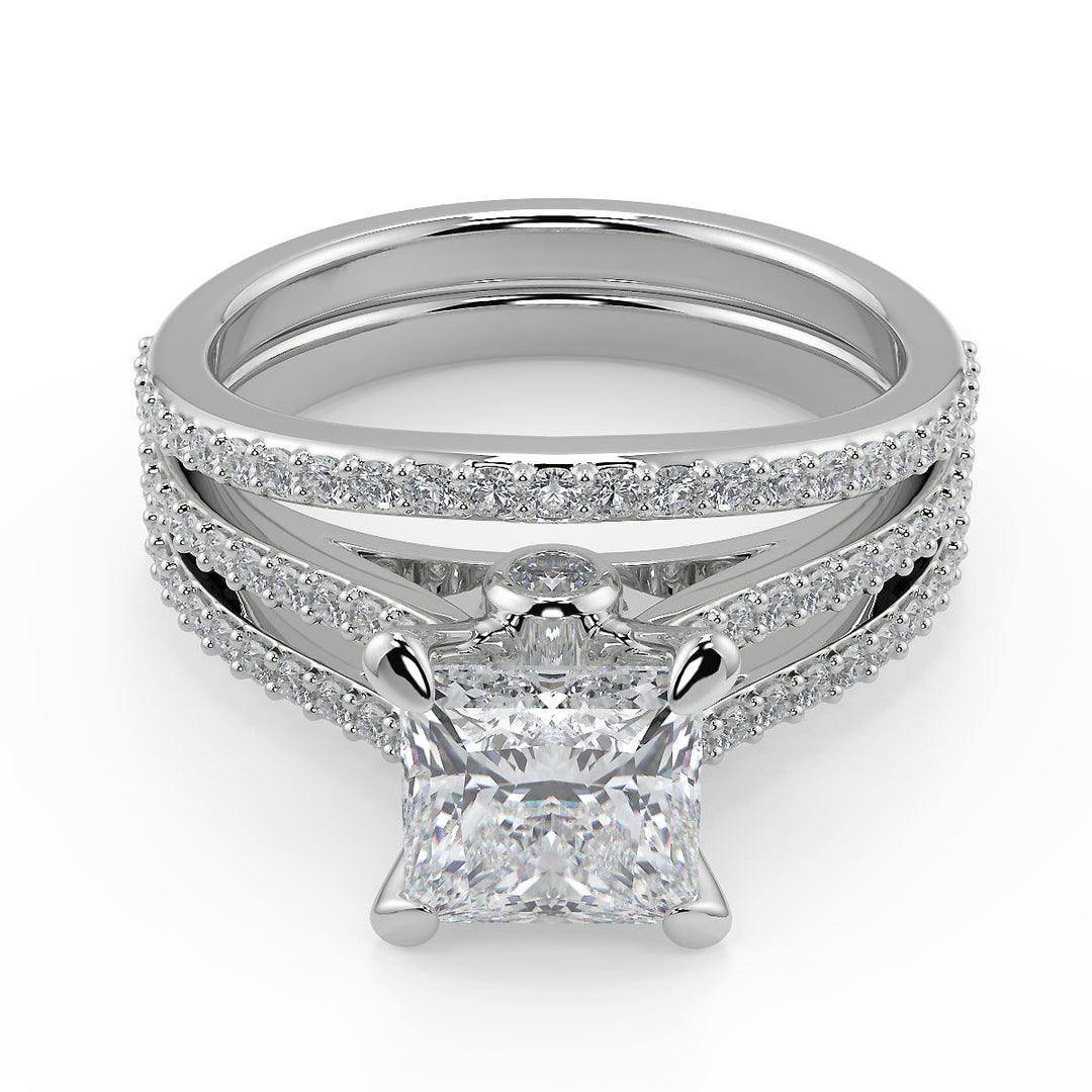 Jordin Double French-Set Split Shank Classic Princess Cut Diamond Engagement Ring - Nivetta