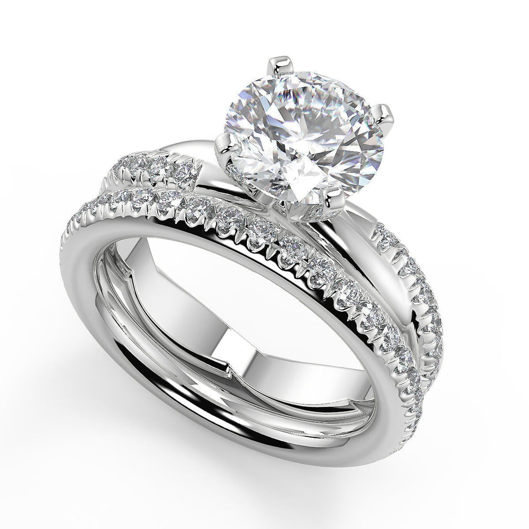 Julianna Pave Twist Infinity Rope Round Cut Diamond Engagement Ring - Nivetta