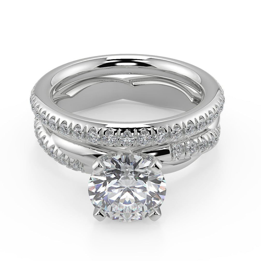 Julianna Pave Twist Infinity Rope Round Cut Diamond Engagement Ring - Nivetta