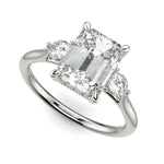 Load image into Gallery viewer, Juliet Emerald Cut Trilogy Pave 4 Prong Claw Set Engagement Ring Setting - Nivetta