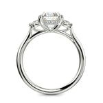 Load image into Gallery viewer, Juliet Emerald Cut Trilogy Pave 4 Prong Claw Set Engagement Ring Setting - Nivetta