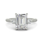 Load image into Gallery viewer, Juliet Emerald Cut Trilogy Pave 4 Prong Claw Set Engagement Ring Setting - Nivetta