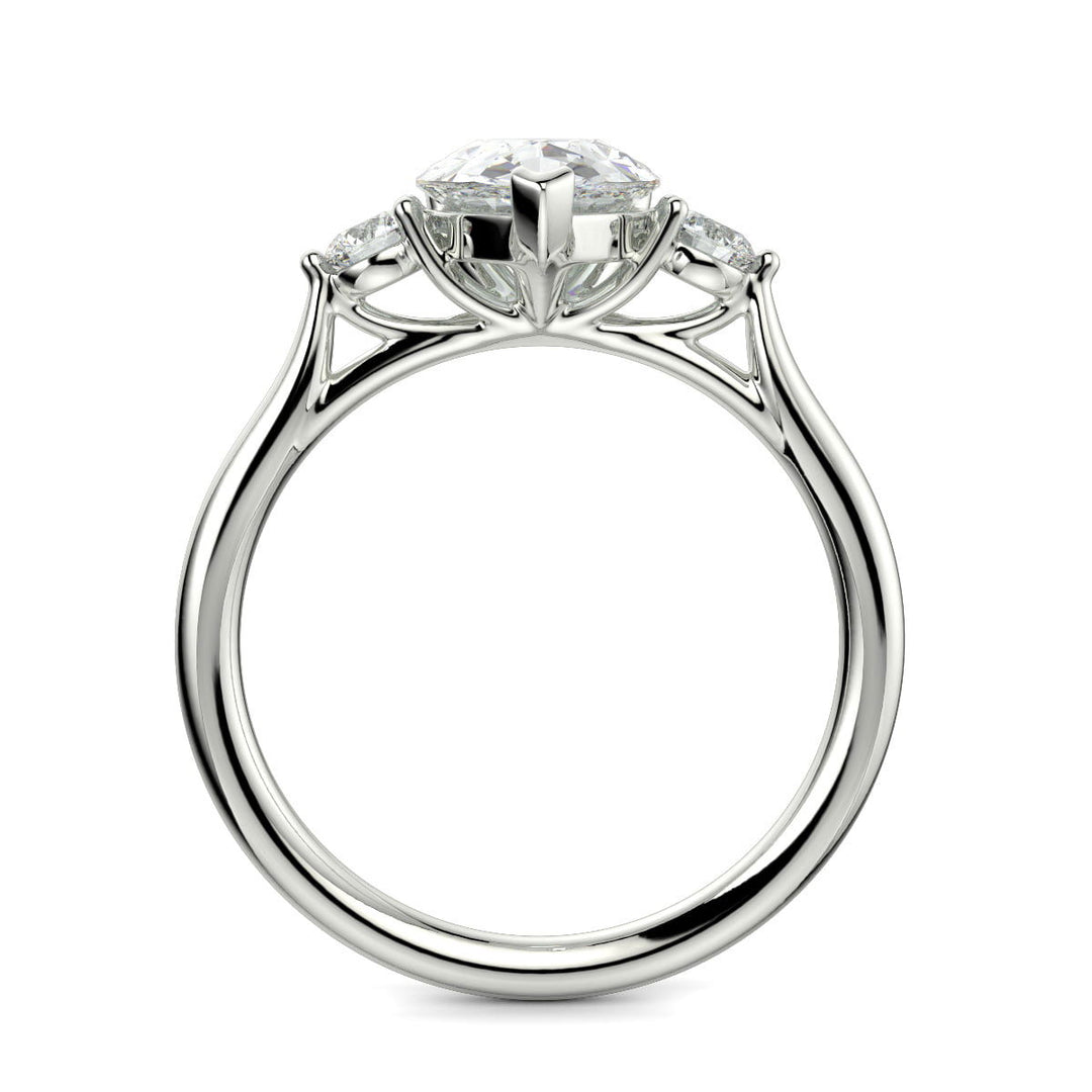 Juliet Pear Cut Trilogy Pave 4 Prong Claw Set Engagement Ring Setting - Nivetta