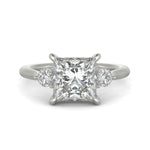 Load image into Gallery viewer, Juliet Princess Cut Trilogy Pave 4 Prong Claw Set Engagement Ring Setting - Nivetta