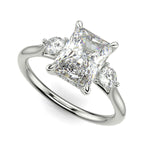 Load image into Gallery viewer, Juliet Radiant Cut Trilogy Pave 4 Prong Claw Set Engagement Ring Setting - Nivetta