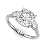 Load image into Gallery viewer, Juliet Round Cut Trilogy Pave 4 Prong Claw Set Engagement Ring Setting - Nivetta