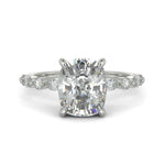 Load image into Gallery viewer, Julija Cushion Cut Hidden Halo Shared Prong Claw Set Ring - Nivetta