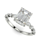 Load image into Gallery viewer, Julija Emerald Cut Hidden Halo Shared Prong Engagement Ring - Nivetta