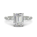 Load image into Gallery viewer, Julija Emerald Cut Hidden Halo Shared Prong Engagement Ring - Nivetta