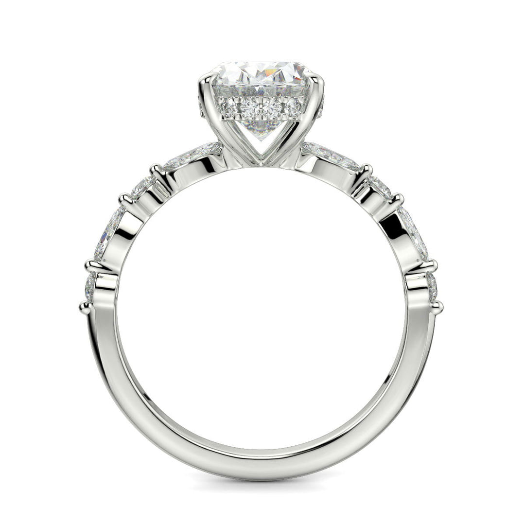 Julija Oval Cut Pave Hidden Halo Shared Prong Engagement Ring - Nivetta
