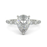 Load image into Gallery viewer, Julija Pear Cut Pave Hidden Halo Shared Prong Engagement Ring - Nivetta