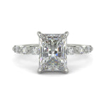 Load image into Gallery viewer, Julija Radiant Cut Pave Hidden Halo Shared Prong Claw Set Ring - Nivetta