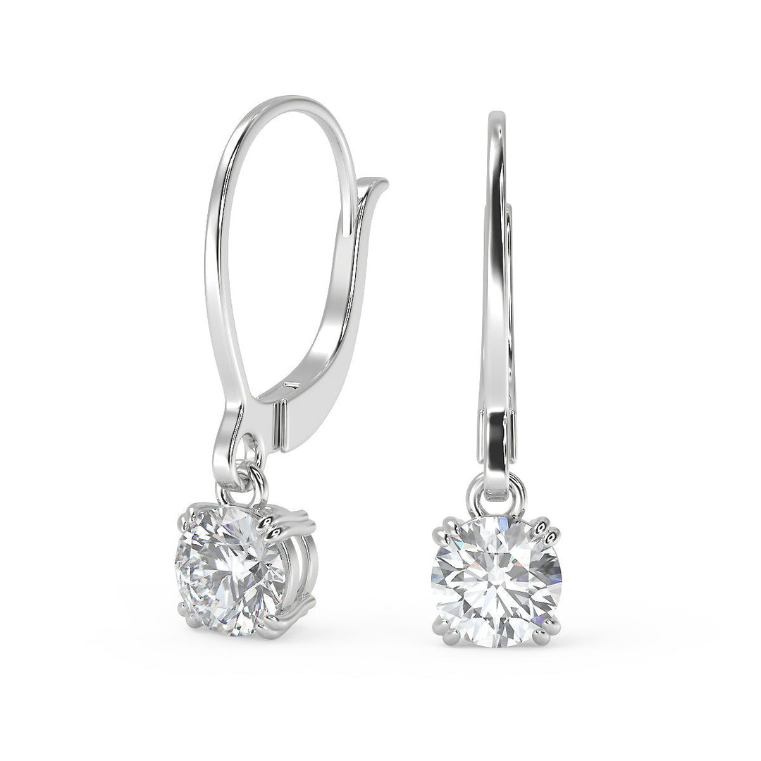 Kaila Round Cut Double Prong Earrings Leverback - Nivetta