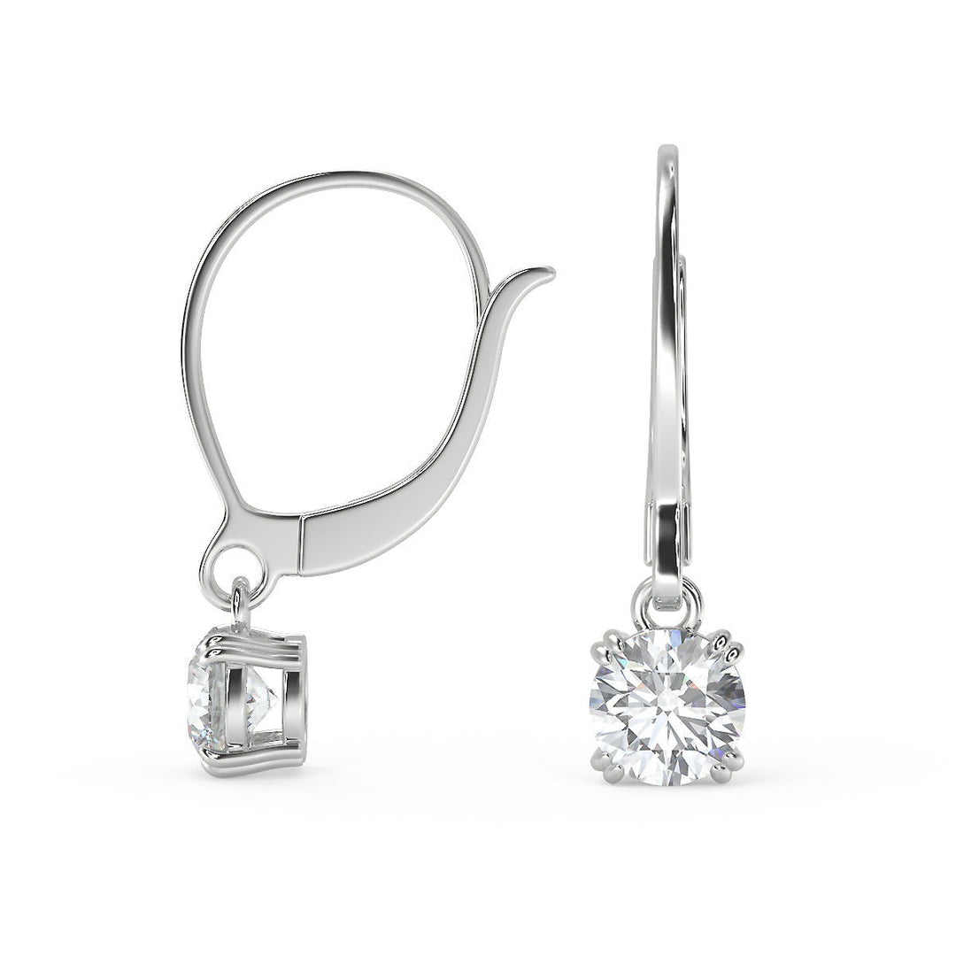 Kaila Round Cut Double Prong Earrings Leverback - Nivetta