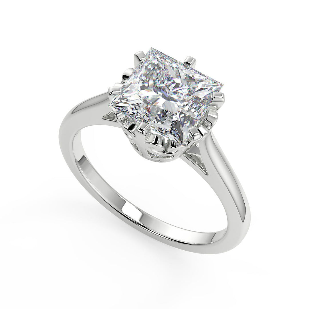 Kailee 6 Claw Crown Solitaire Princess Cut Diamond Engagement Ring - Nivetta