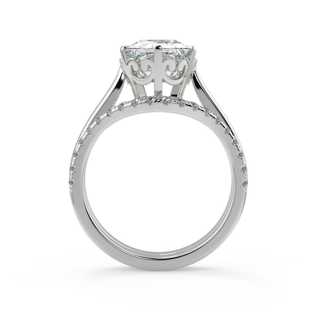 Kailee 6 Claw Crown Solitaire Princess Cut Diamond Engagement Ring - Nivetta