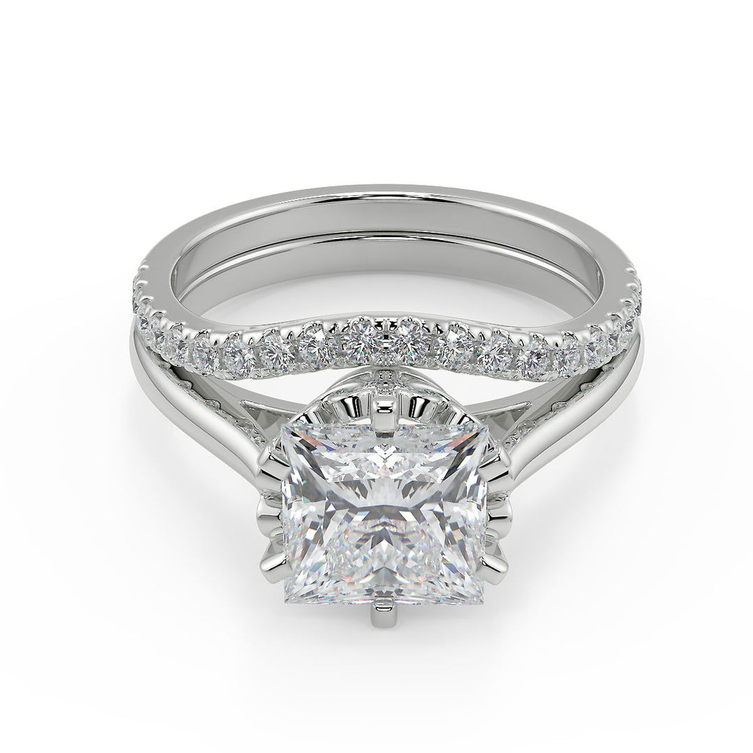 Kailee 6 Claw Crown Solitaire Princess Cut Diamond Engagement Ring - Nivetta