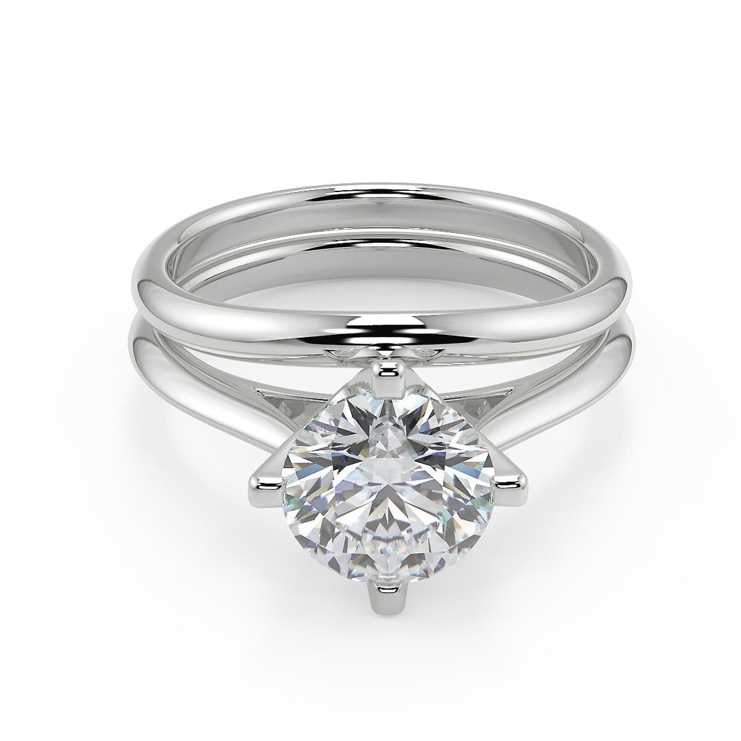 Kaitlyn 4 Prong Solitaire Round Cut Diamond Engagement Ring - Nivetta