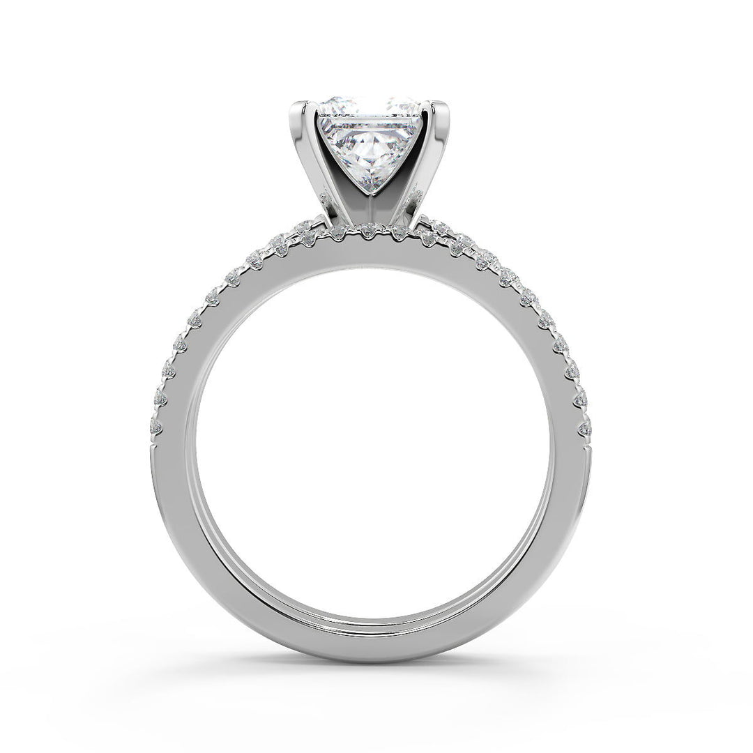 Kamryn French Pave Classic Princess Cut Diamond Engagement Ring - Nivetta