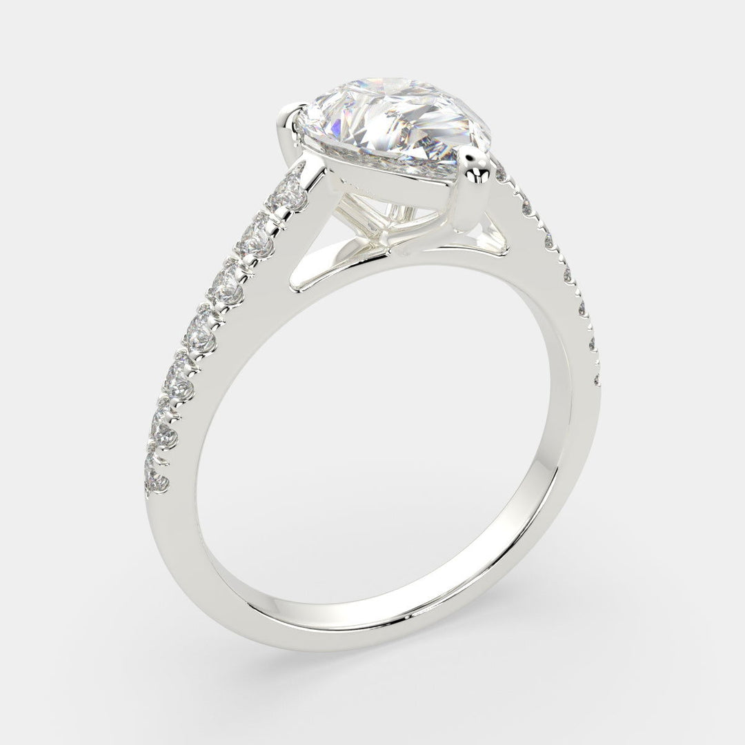 Karina Pear Cut Pave 6 Prong Engagement Ring Setting - Nivetta