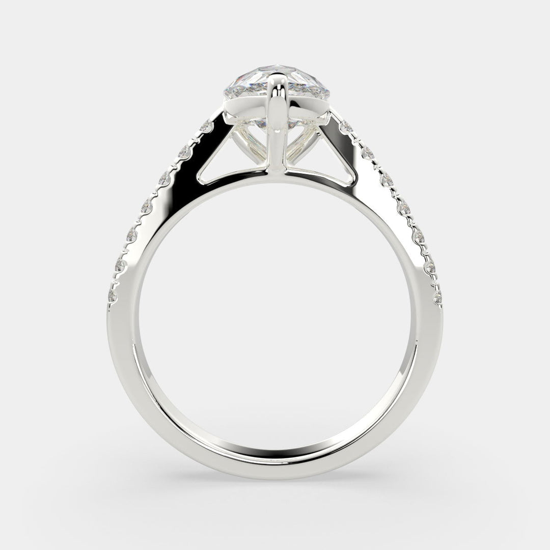 Karina Pear Cut Pave 6 Prong Engagement Ring Setting - Nivetta