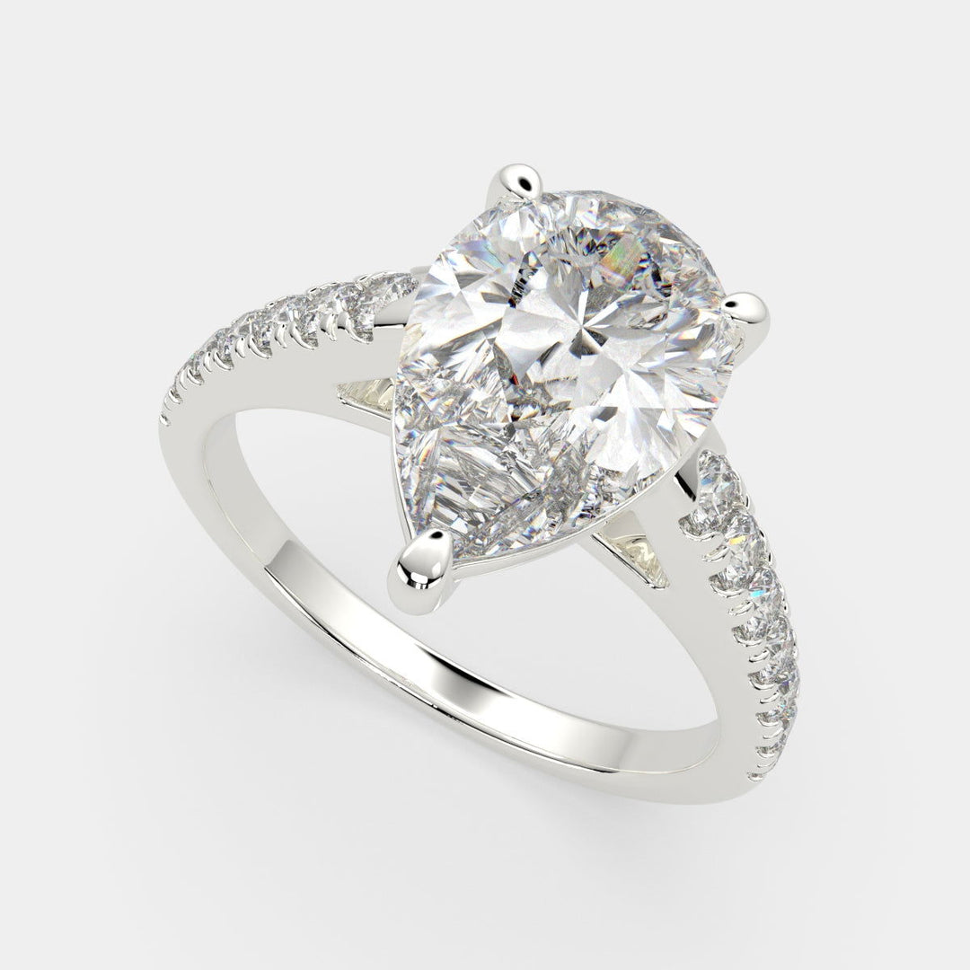Karina Pear Cut Pave 6 Prong Engagement Ring Setting - Nivetta