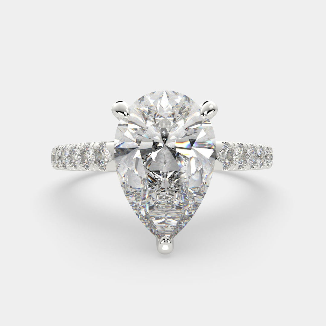 Karina Pear Cut Pave 6 Prong Engagement Ring Setting - Nivetta
