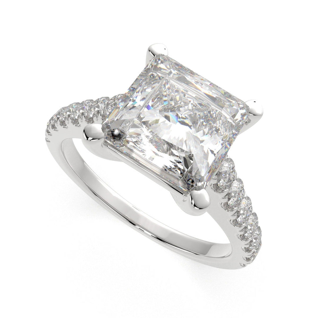 Karina Princess Cut Pave 6 Prong Engagement Ring Setting - Nivetta