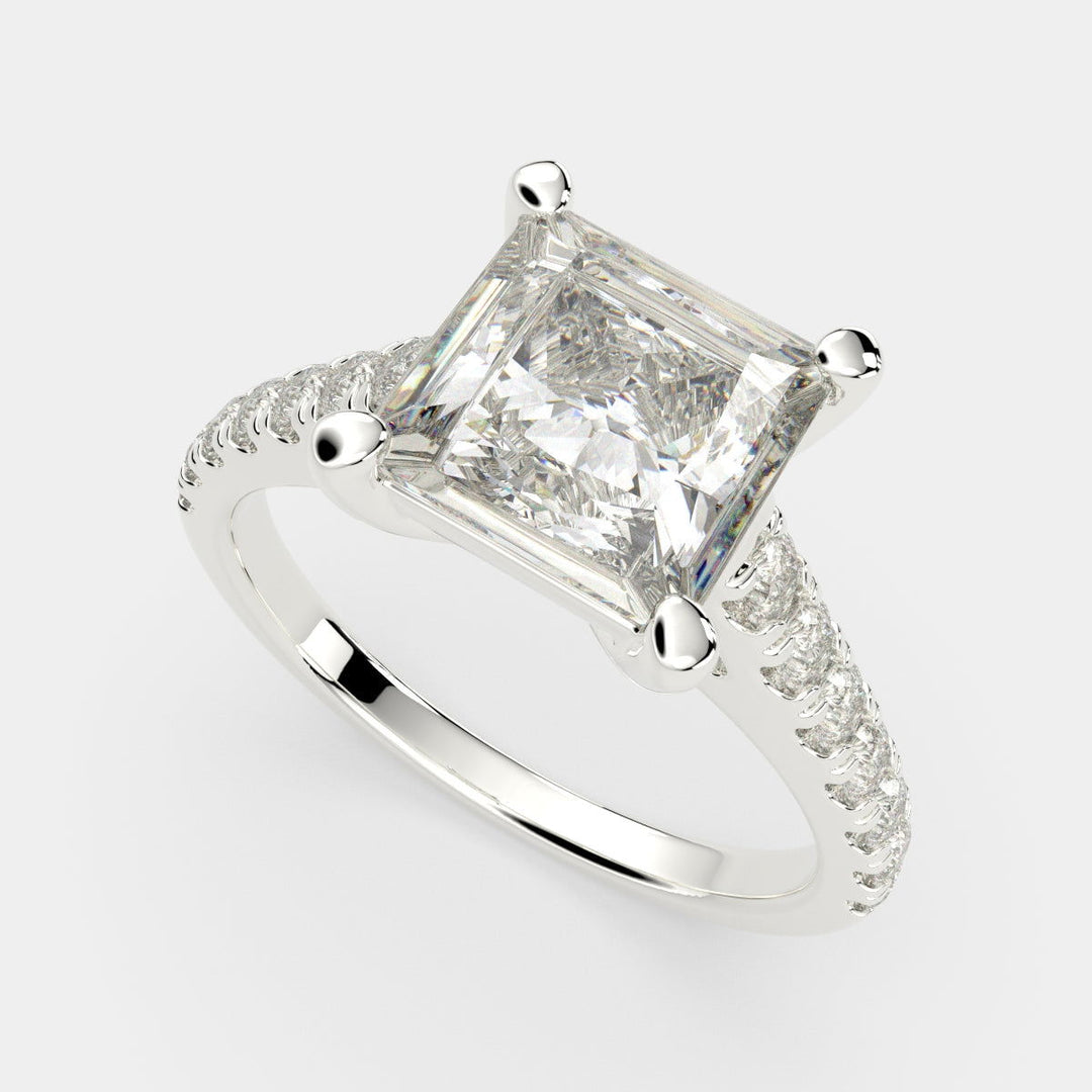 Karina Princess Cut Pave 6 Prong Engagement Ring Setting - Nivetta