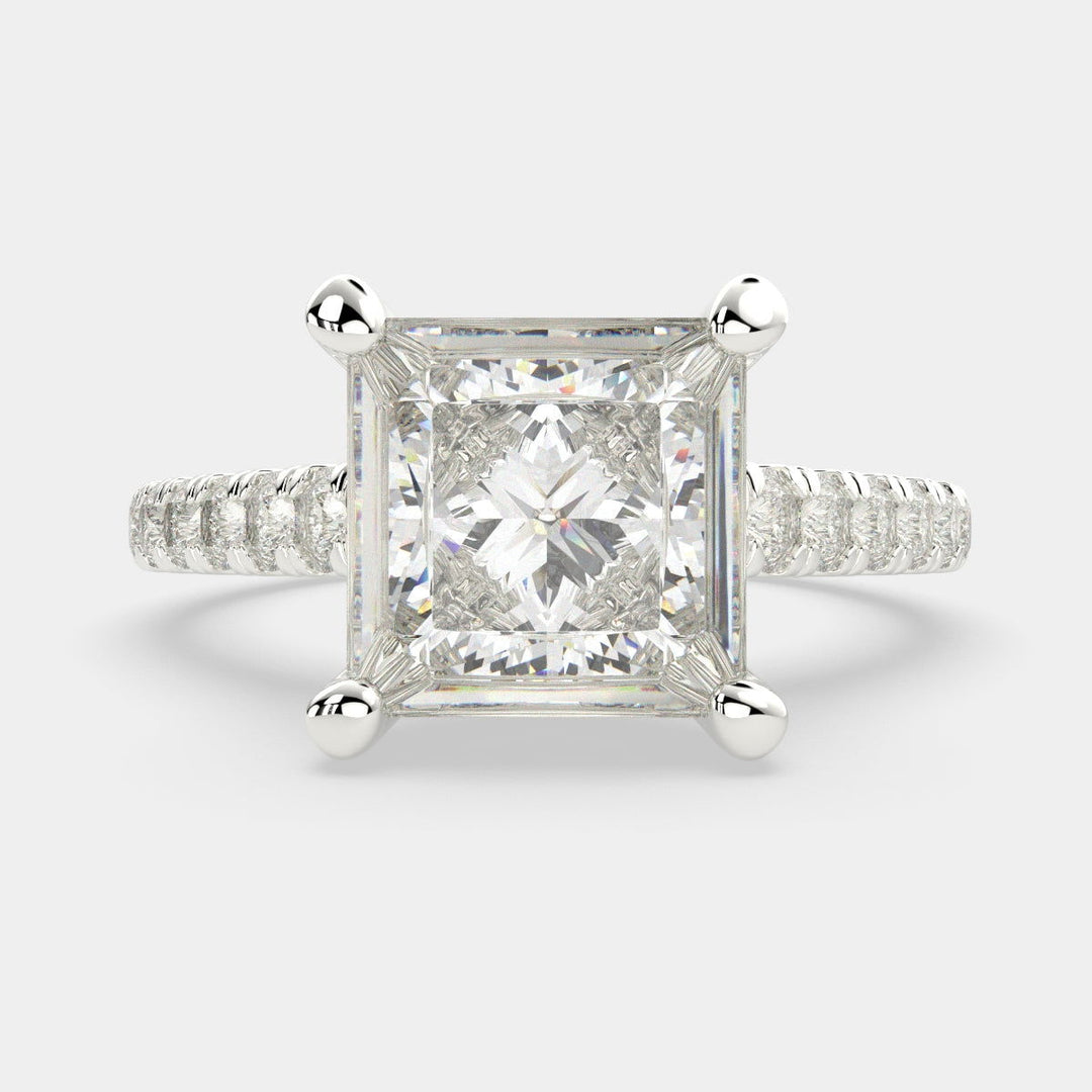 Karina Princess Cut Pave 6 Prong Engagement Ring Setting - Nivetta