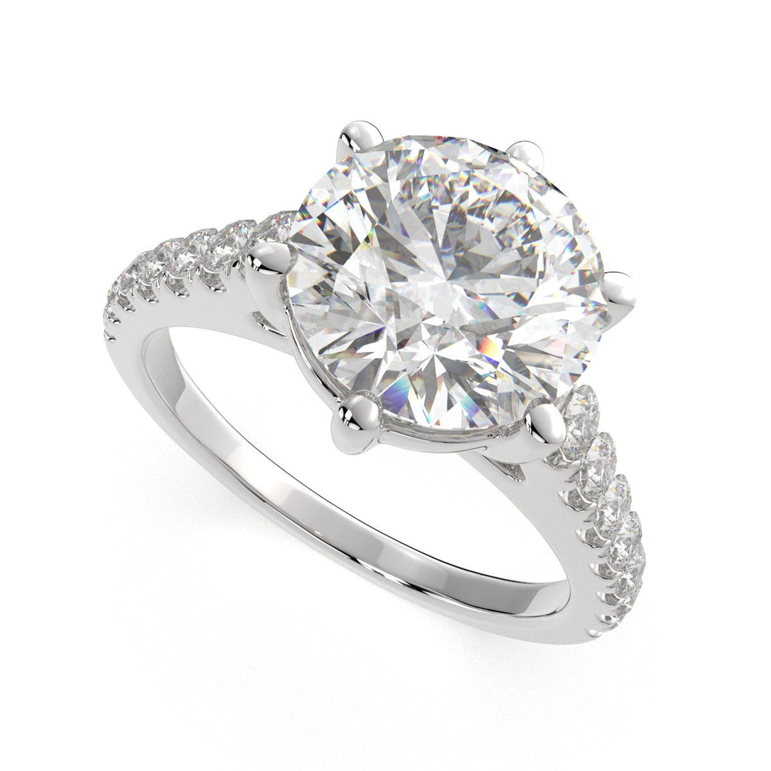Karina Round Cut Pave 6 Prong Engagement Ring Setting - Nivetta