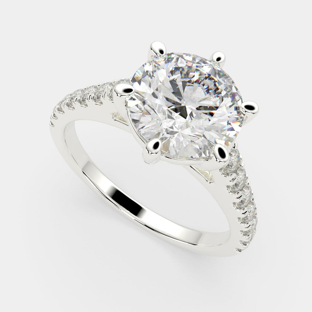 Karina Round Cut Pave 6 Prong Engagement Ring Setting - Nivetta