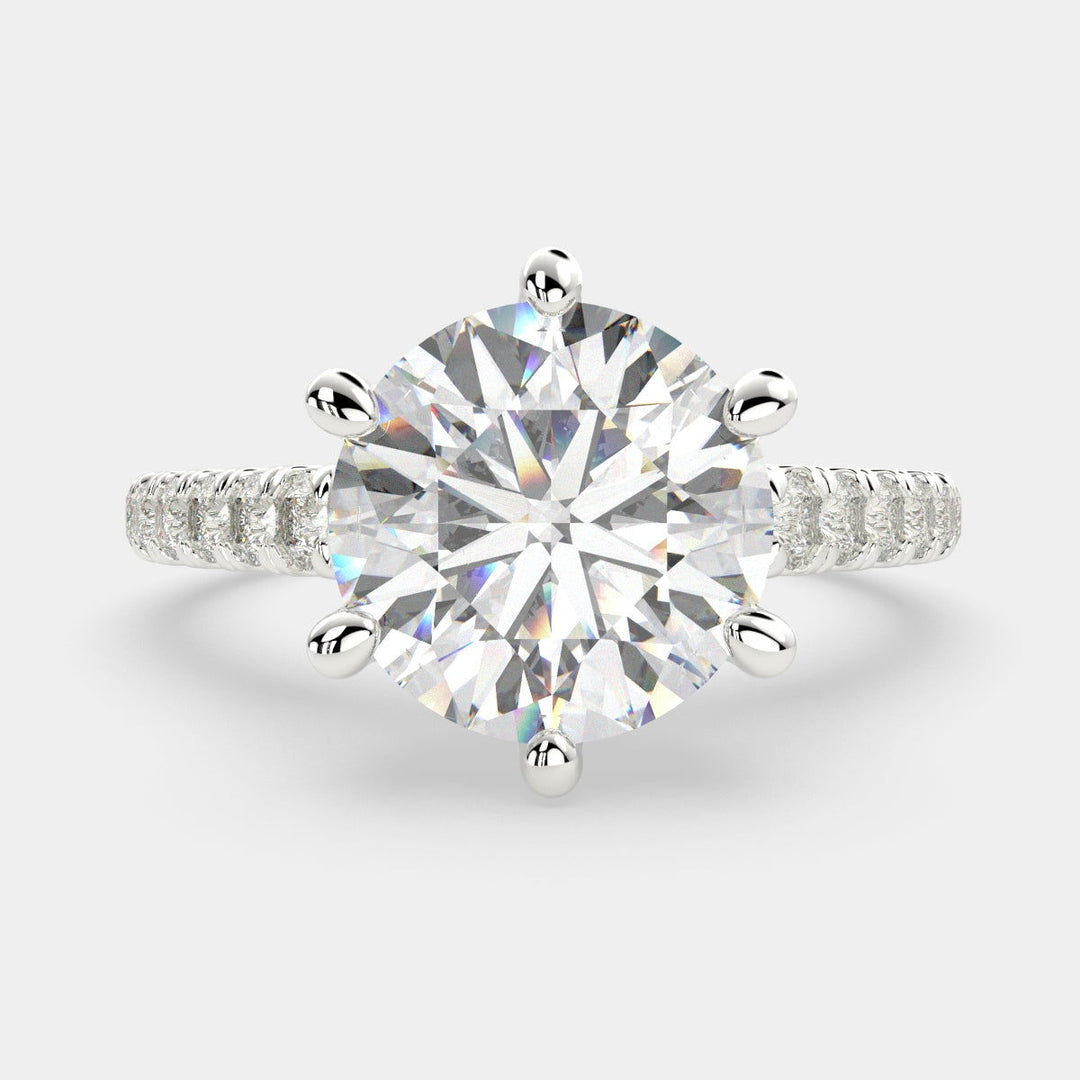 Karina Round Cut Pave 6 Prong Engagement Ring Setting - Nivetta